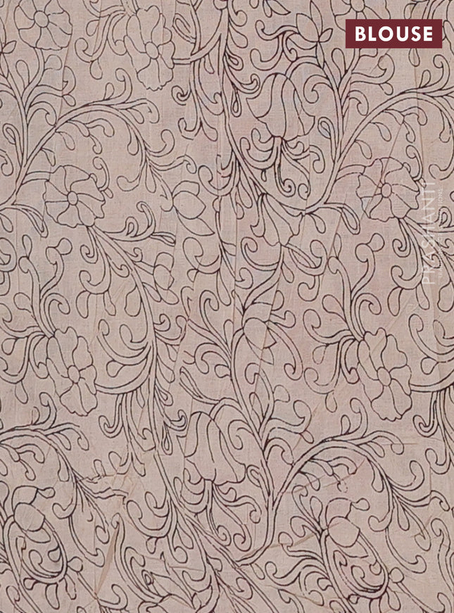 Kalamkari cotton saree black and maroon with allover prints and printed border