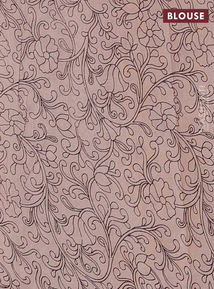 Kalamkari cotton saree maroon and yellow with allover prints and printed border