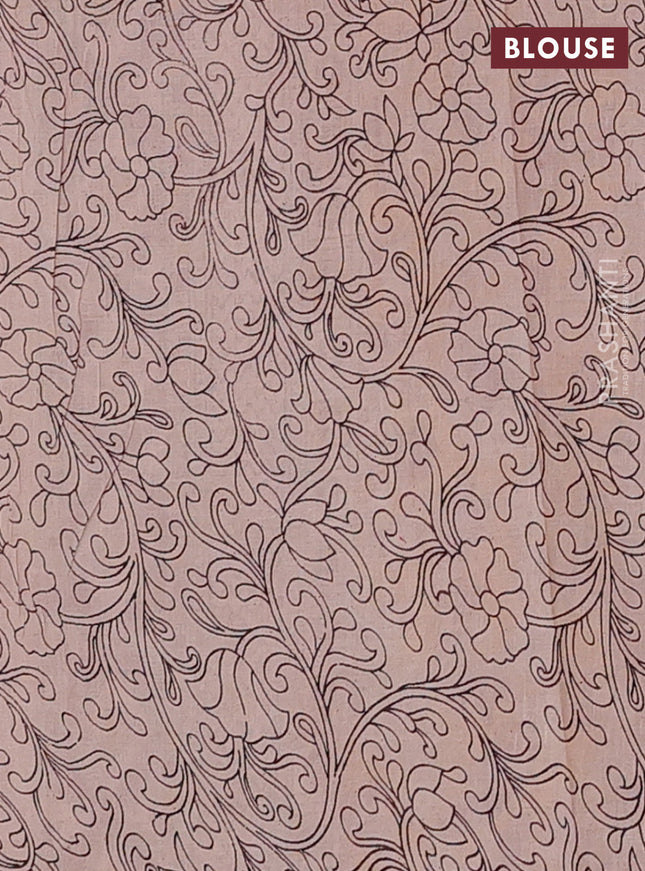 Kalamkari cotton saree maroon and yellow with allover prints and printed border