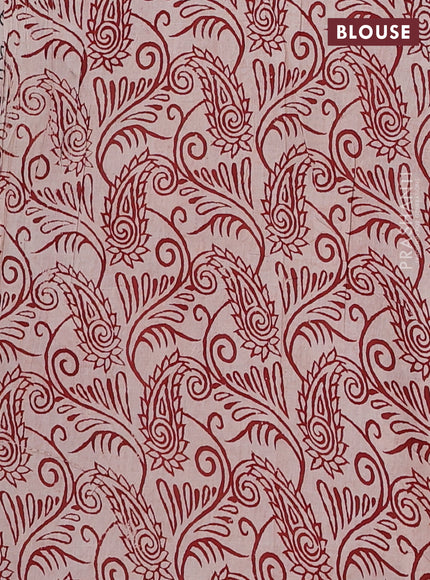 Kalamkari cotton saree beige and maroon with allover prints and printed border