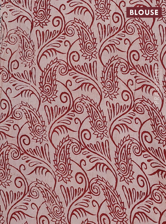 Kalamkari cotton saree beige and maroon with allover prints and printed border