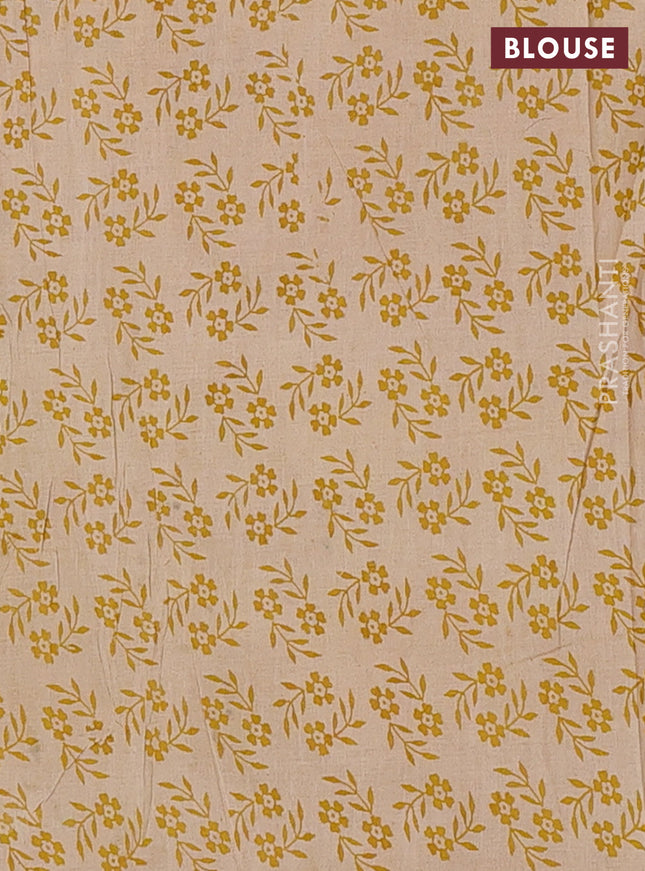 Kalamkari cotton saree yellow and beige with allover ikat prints and printed border