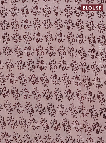 Kalamkari cotton saree coffee brown and beige with allover ikat prints and printed border