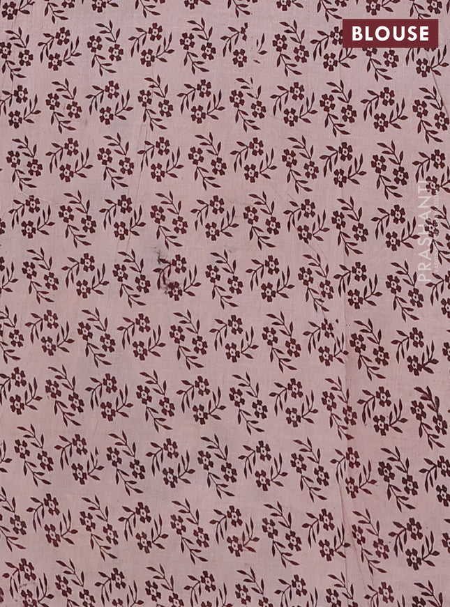 Kalamkari cotton saree coffee brown and beige with allover ikat prints and printed border