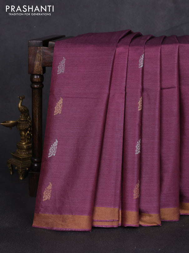 Banana silk saree pink and bottle green with allover silver & zari woven buttas and zari woven border