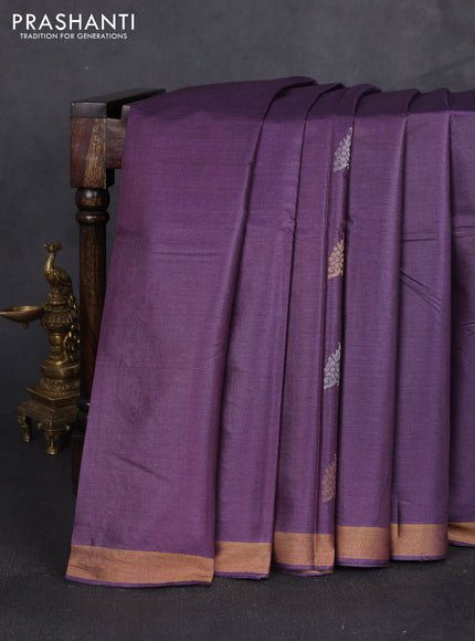 Banana silk saree purple and pink with allover silver & zari woven buttas and zari woven border