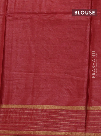 Banana silk saree rust shade with thread & zari woven buttas and zari woven border