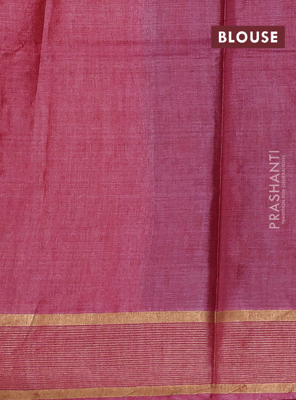 Banana silk saree blue and pink with silver & zari woven buttas and zari woven border