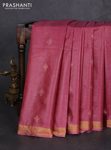 Banana silk saree pink and pastel purple with silver & zari woven buttas and zari woven border
