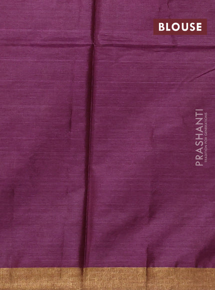 Banana silk saree magenta pink with allover zari stripe & buttas and zari woven border