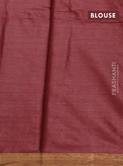 Banana silk saree pastel maroon with allover zari stripe & buttas and zari woven border