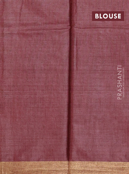 Banana silk saree peach shade with silver & zari woven buttas and zari woven border