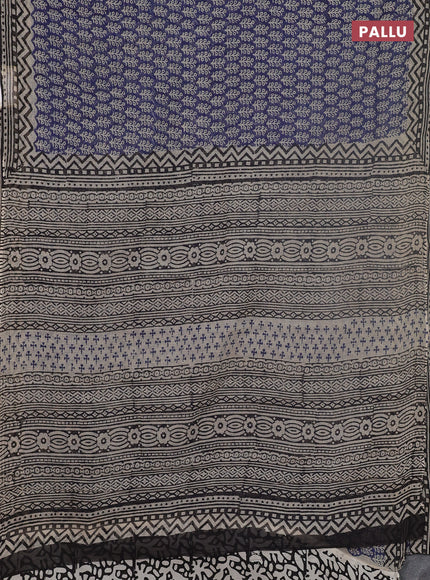 Kota doria saree blue and black with allover butta prints and printed border