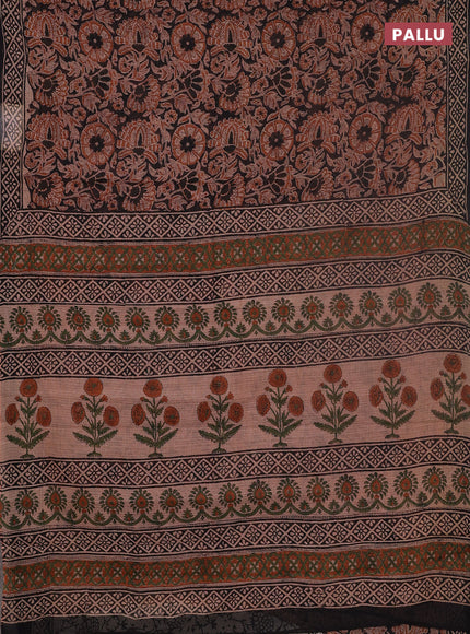 Kota doria saree black with allover prints and printed border