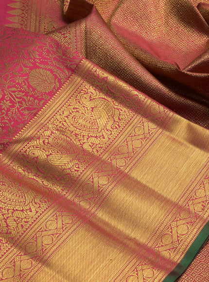 Pure kanchipuram silk saree purple with allover zari woven brocade weaves and long floral zari woven border