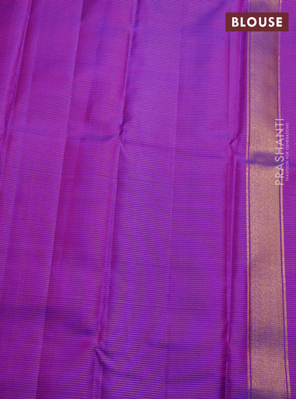 Pure kanchipuram silk saree purple with allover vairosi pattern and temple design zari woven border