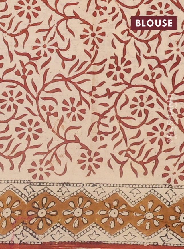 Kota doria saree beige and rust shade with allover butta prints and printed border