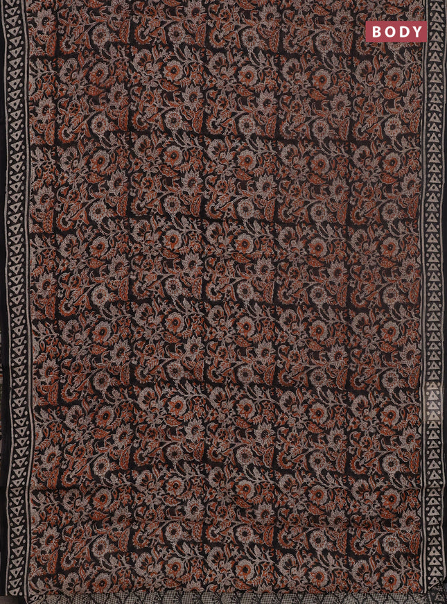 Kota doria saree black with allover prints and printed border