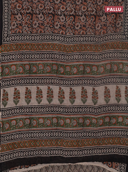 Kota doria saree black with allover prints and printed border