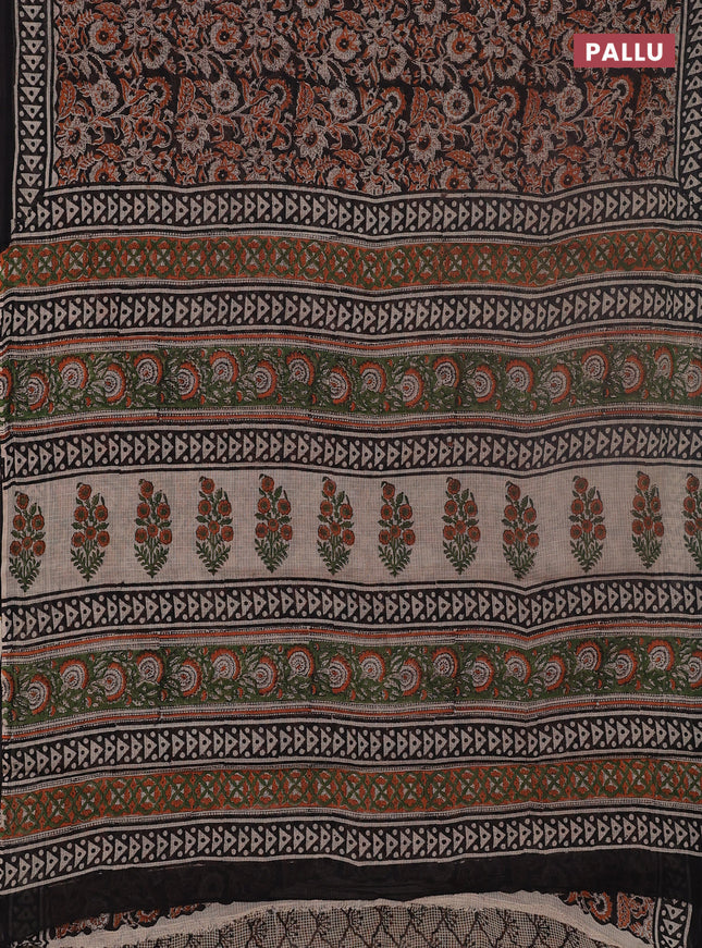 Kota doria saree black with allover prints and printed border