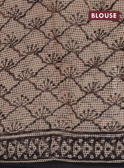 Kota doria saree black with allover prints and printed border