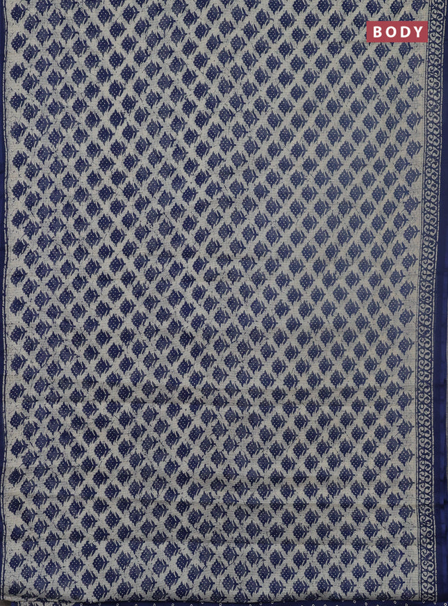 Kota doria saree indigo blue with allover butta prints and printed border