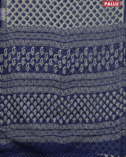 Kota doria saree indigo blue with allover butta prints and printed border