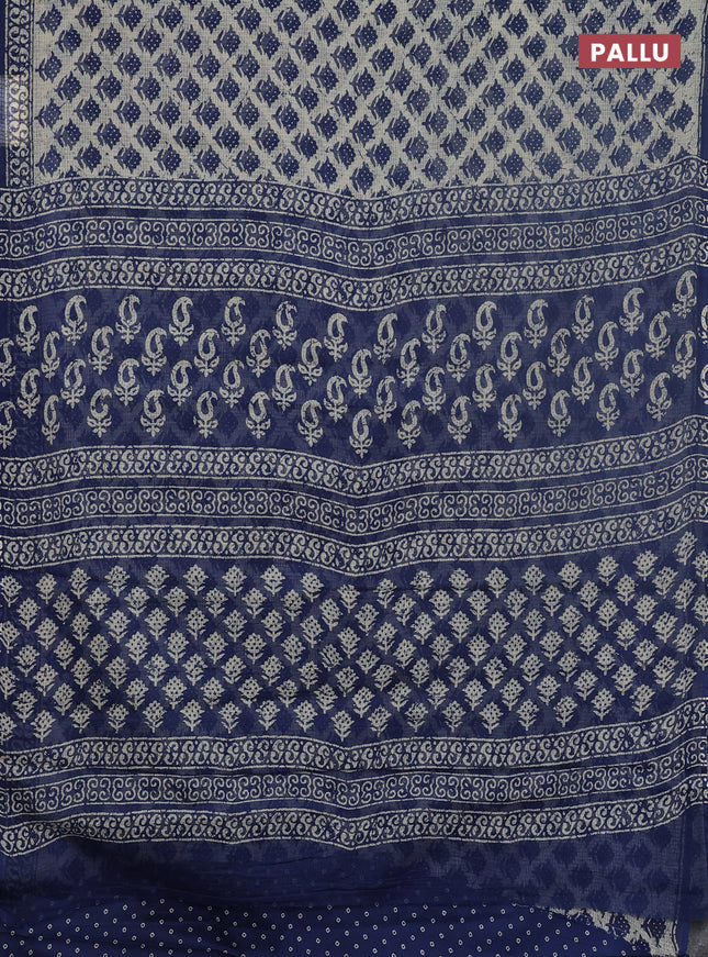 Kota doria saree indigo blue with allover butta prints and printed border