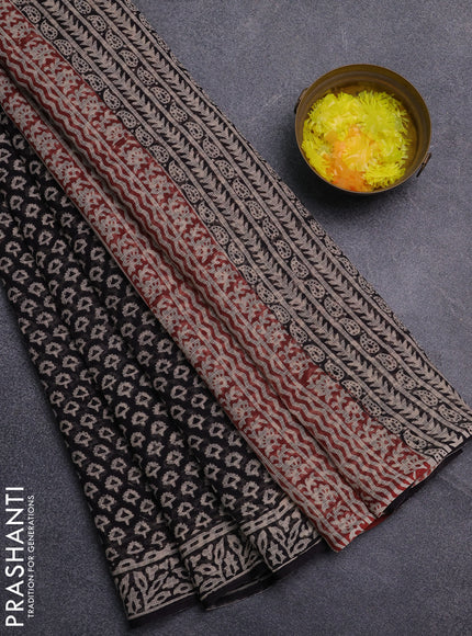 Kota doria saree black with allover butta prints and printed border
