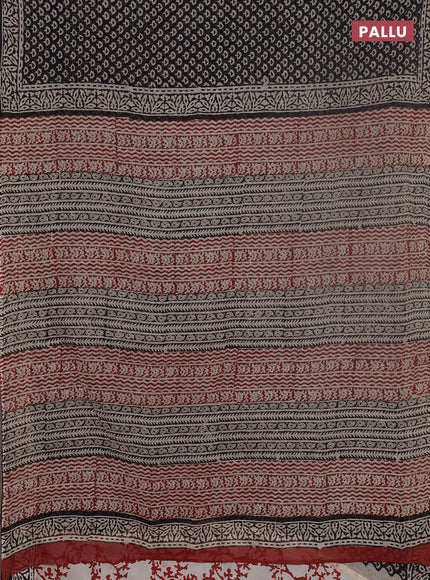 Kota doria saree black with allover butta prints and printed border