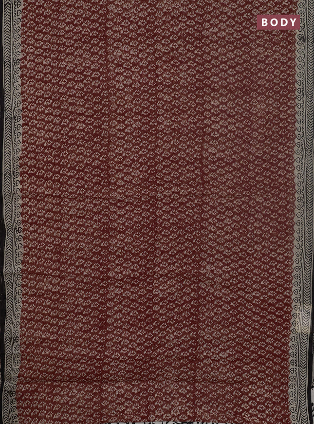 Kota doria saree rust shade and black with allover butta prints and printed border
