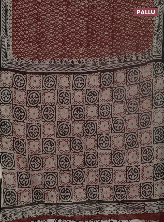 Kota doria saree rust shade and black with allover butta prints and printed border