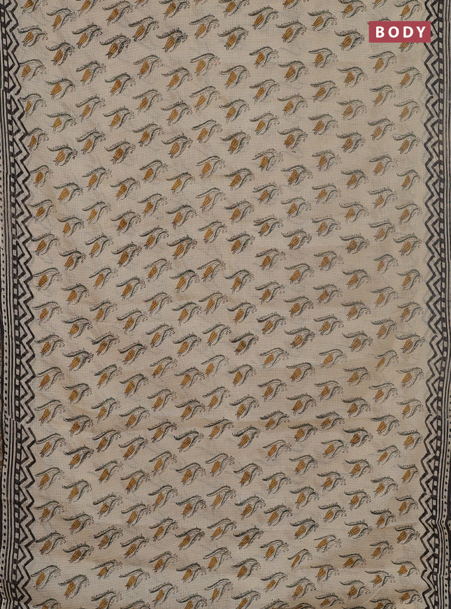 Kota doria saree beige and black with allover butta prints and printed border