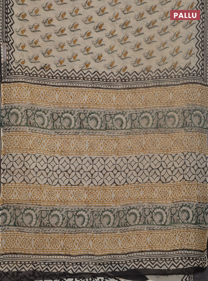 Kota doria saree beige and black with allover butta prints and printed border
