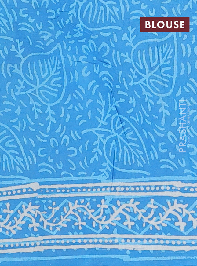 Kota doria saree cs blue with allover dabu prints and printed border