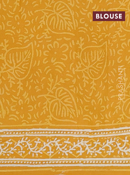 Kota doria saree mustard yellow with allover dabu prints and printed border