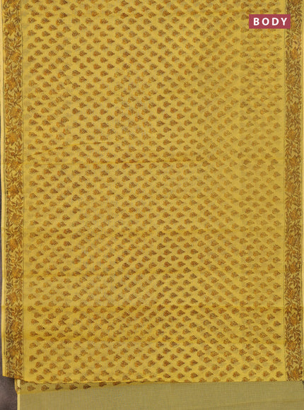 Kota doria saree yellow with allover butta prints and printed border