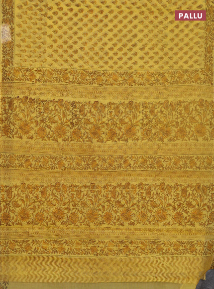 Kota doria saree yellow with allover butta prints and printed border