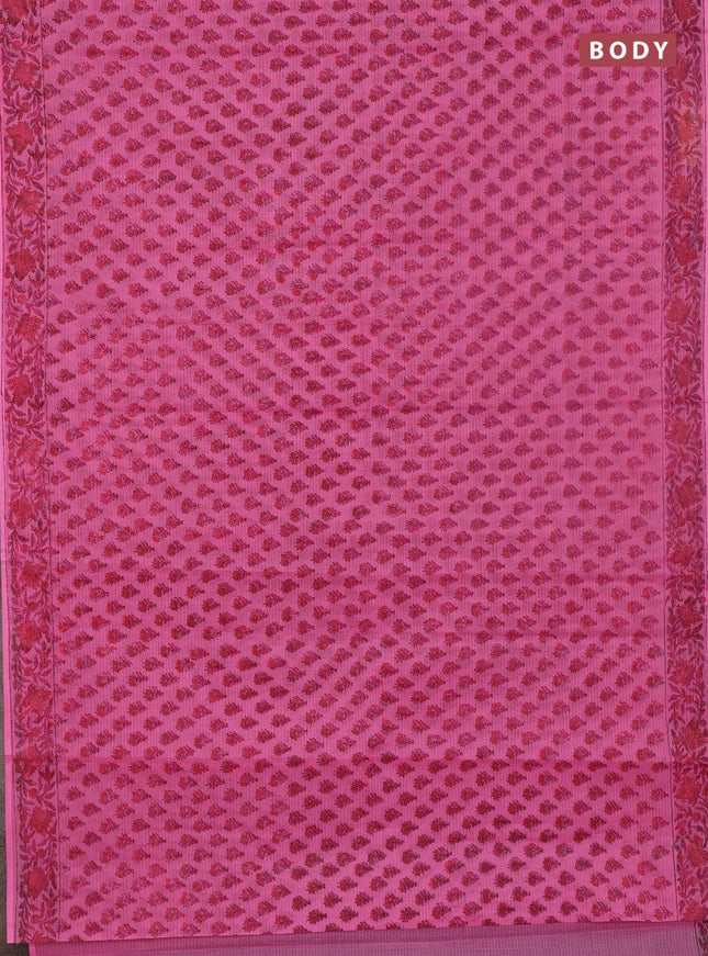 Kota doria saree pink with allover butta prints and printed border