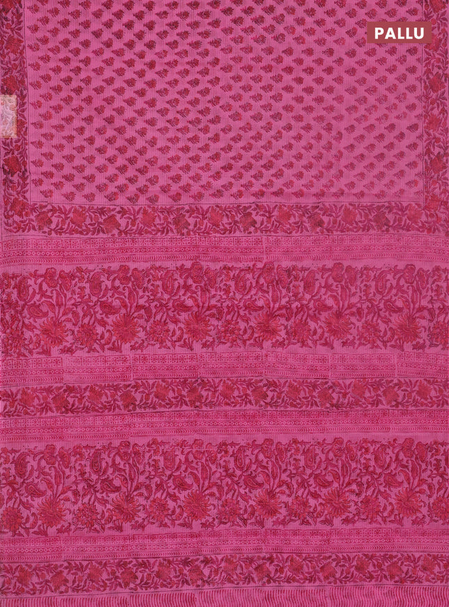 Kota doria saree pink with allover butta prints and printed border