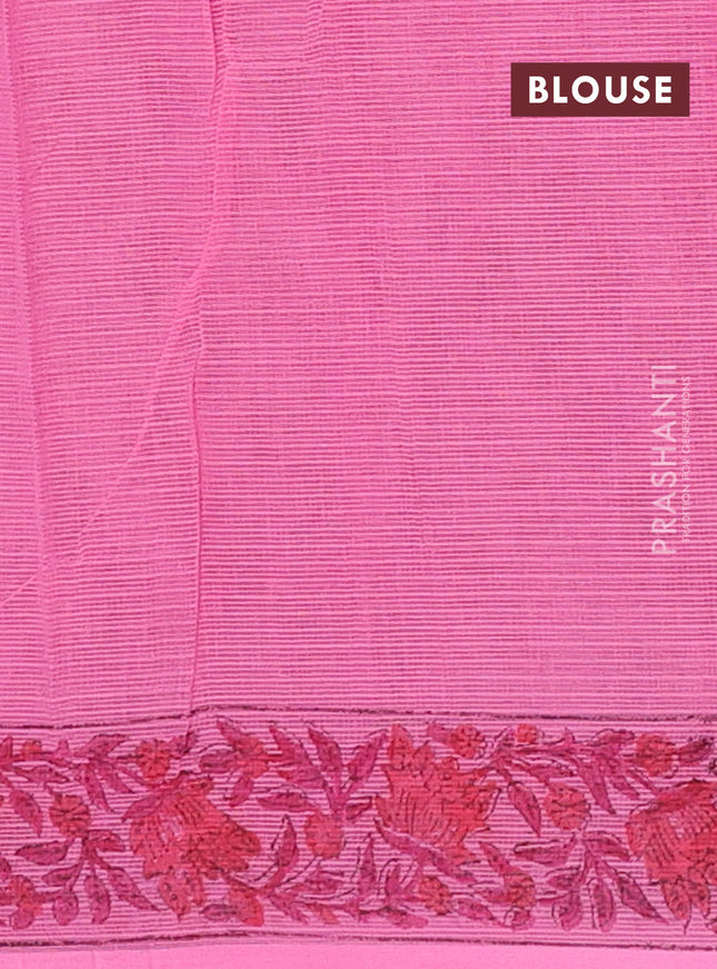 Kota doria saree pink with allover butta prints and printed border