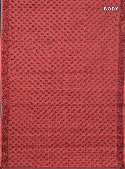 Kota doria saree peach shade with allover butta prints and printed border