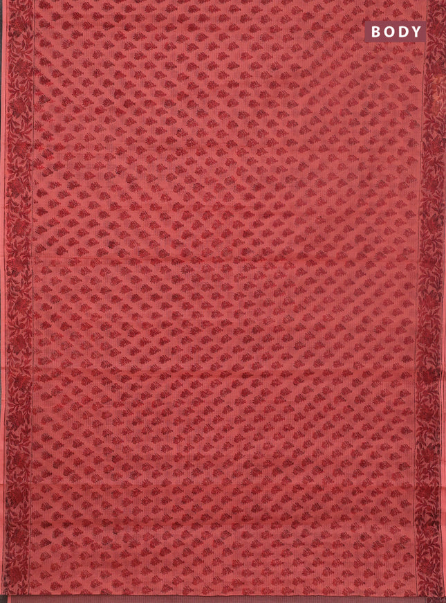 Kota doria saree peach shade with allover butta prints and printed border