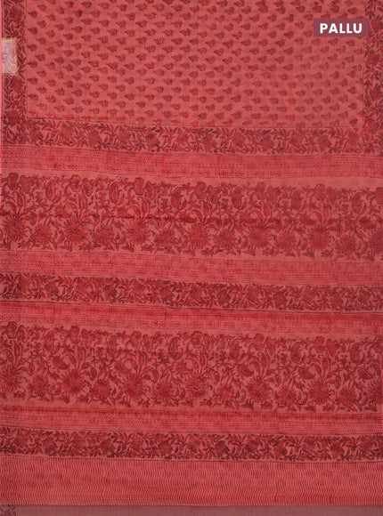 Kota doria saree peach shade with allover butta prints and printed border