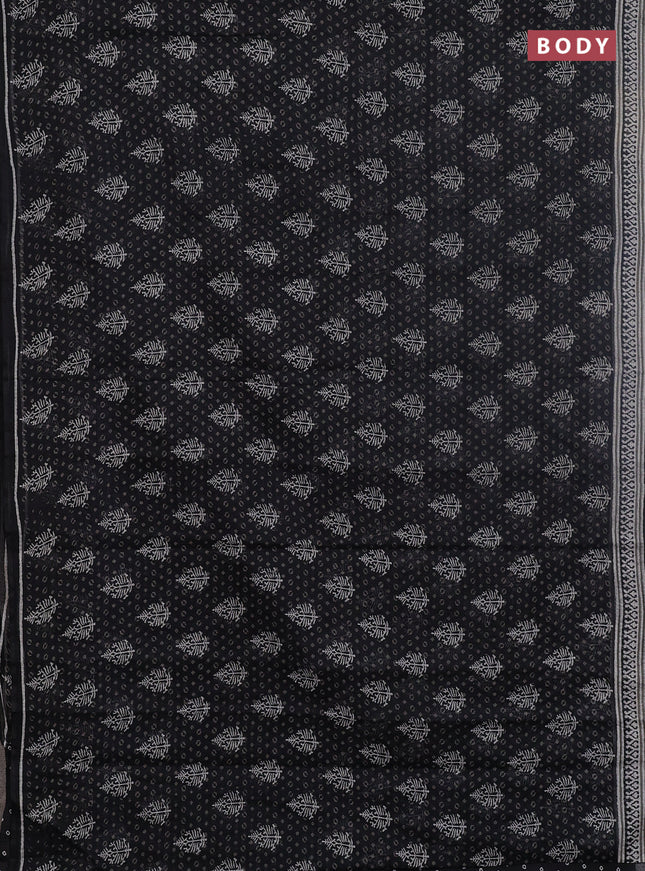 Kota doria saree black with allover prints and printed border