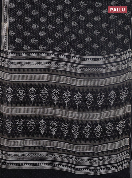 Kota doria saree black with allover prints and printed border