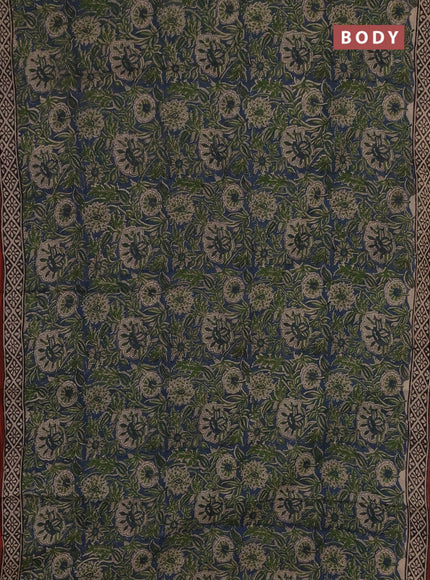 Kota doria saree bluish grey and rust shade with allover prints and printed border