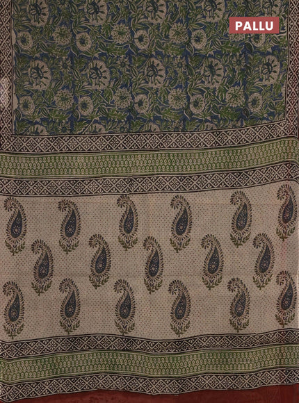Kota doria saree bluish grey and rust shade with allover prints and printed border