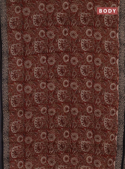 Kota doria saree maroon and black with allover prints and printed border