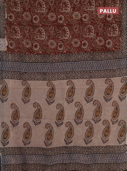 Kota doria saree maroon and black with allover prints and printed border